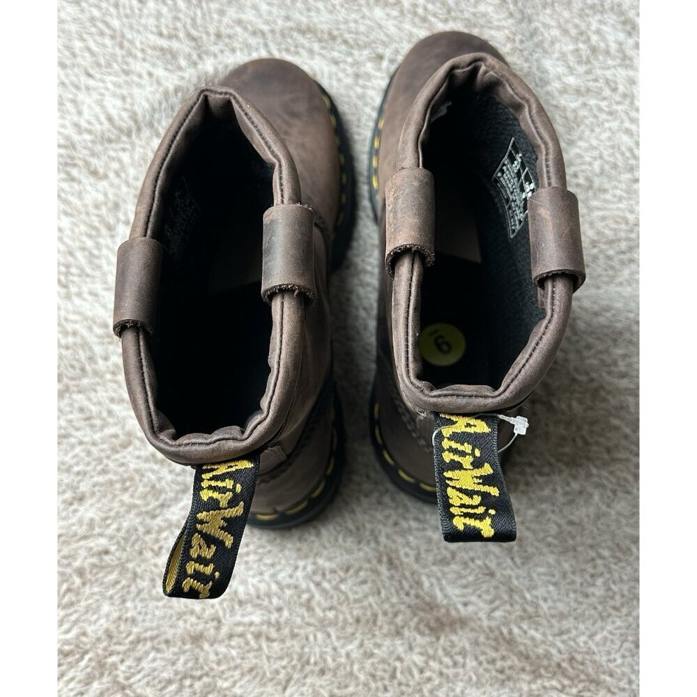 Dr. Doc Martens Anistone Lo 9 L - 8 M Dark Brown Leather Pull On Boots NWOB - Picture 8 of 14